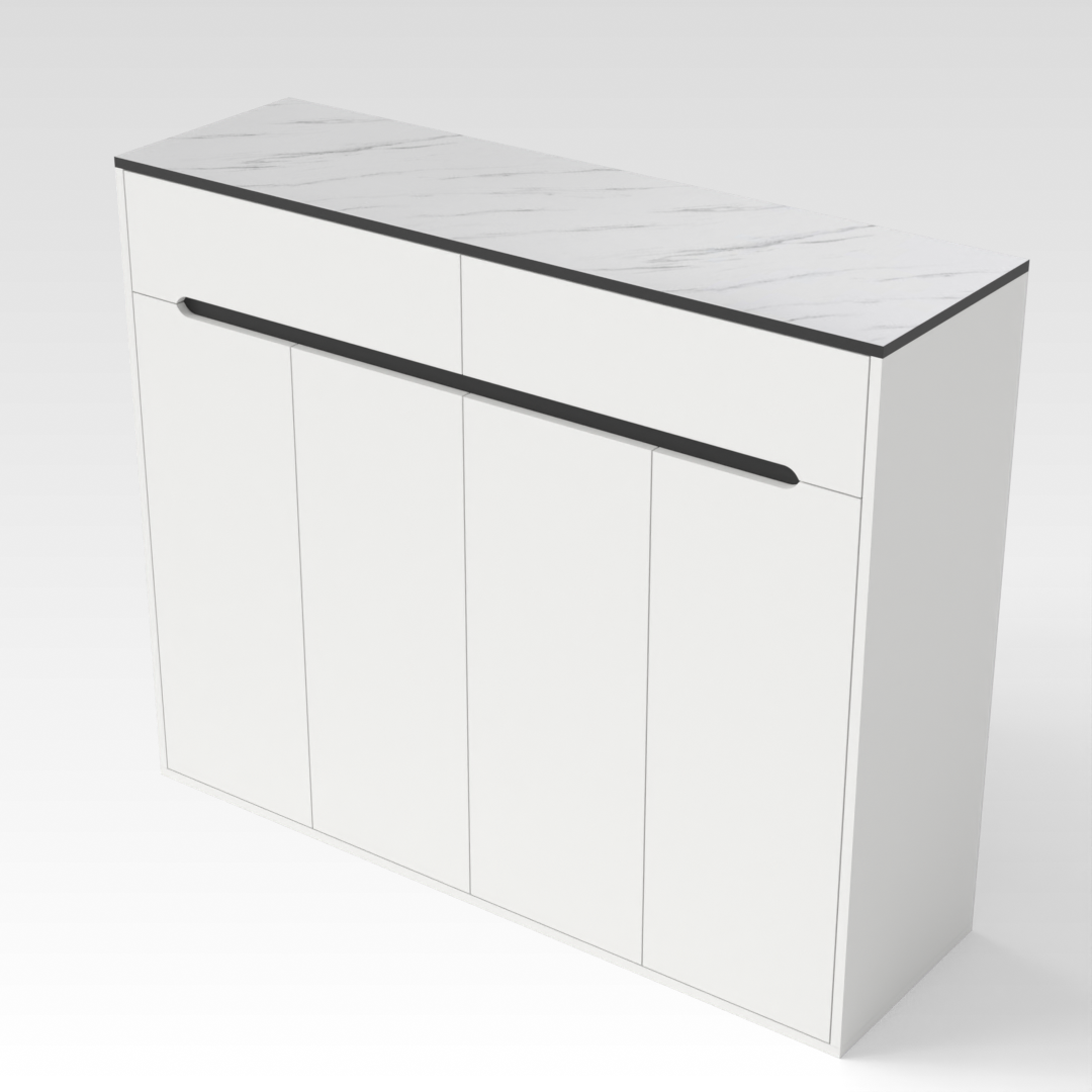 Warm White & White Marble Shoe Cabinet