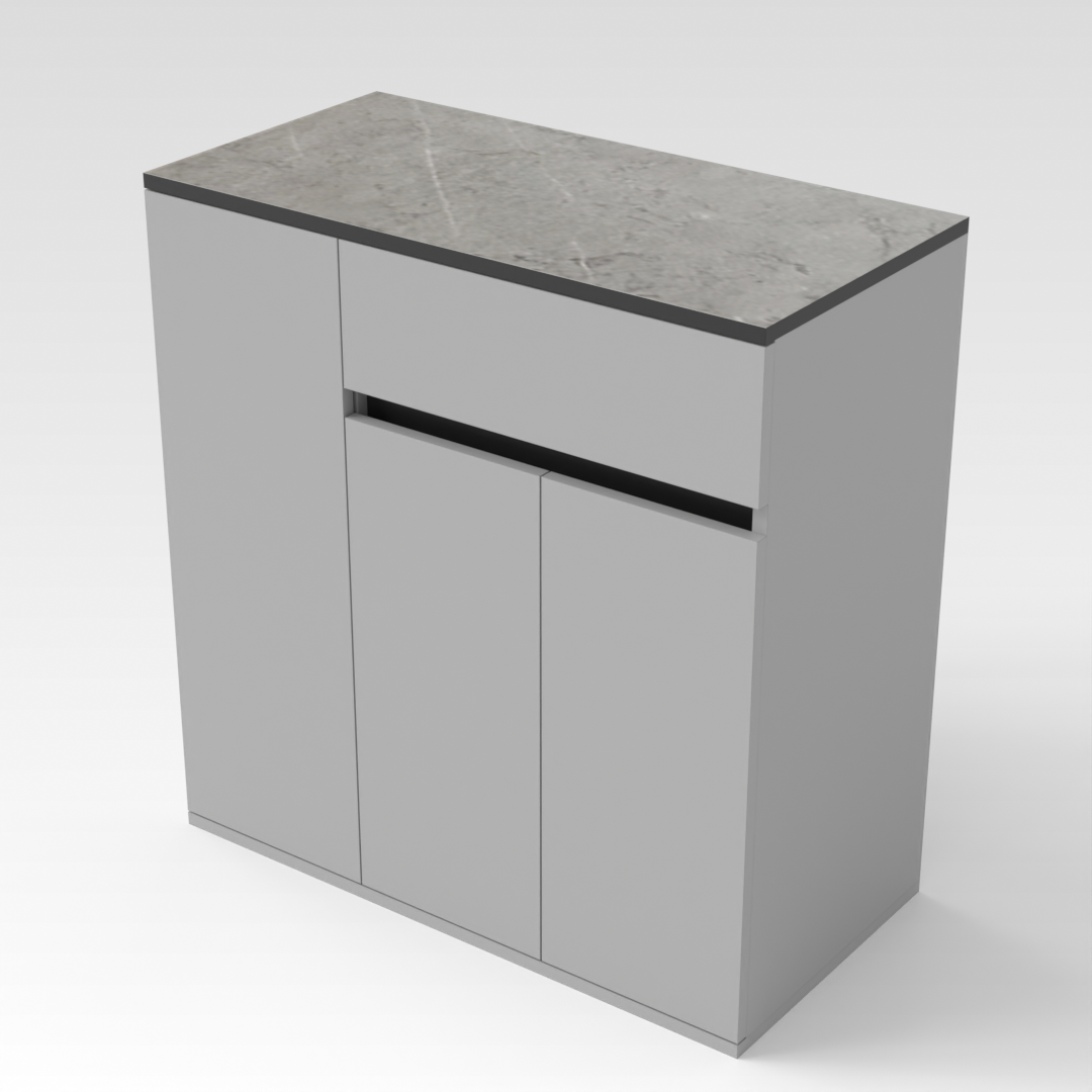 Light Gray & Black Shoe Cabinet