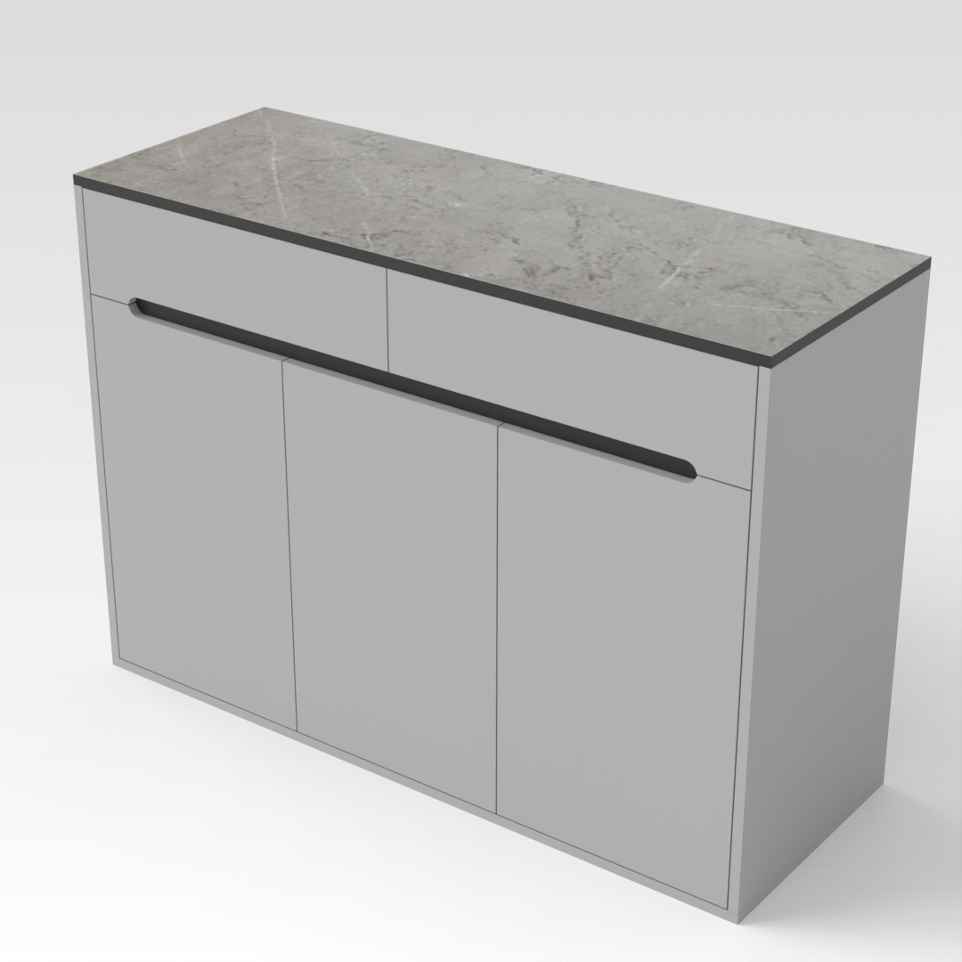 Light Gray & Brown Stone Grain Shoe Cabinet