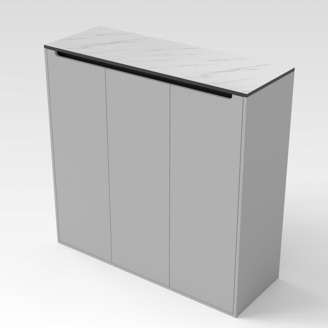 Light Gray & White Marble Shoe Cabinet