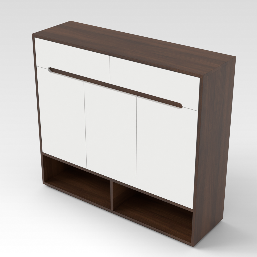 Prairie Oak & Warm White Shoe Cabinet
