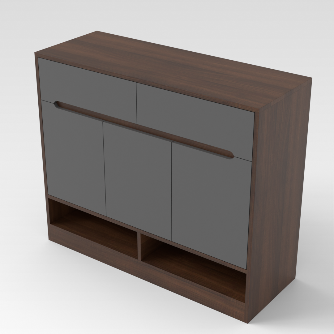 Prairie Oak & Sky Gray Shoe Cabinet