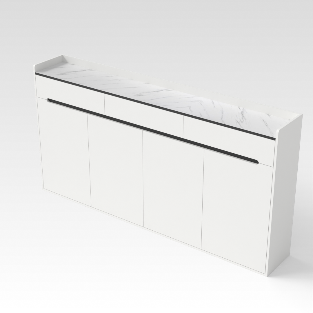 Warm White & White Marble Shoe Cabinet