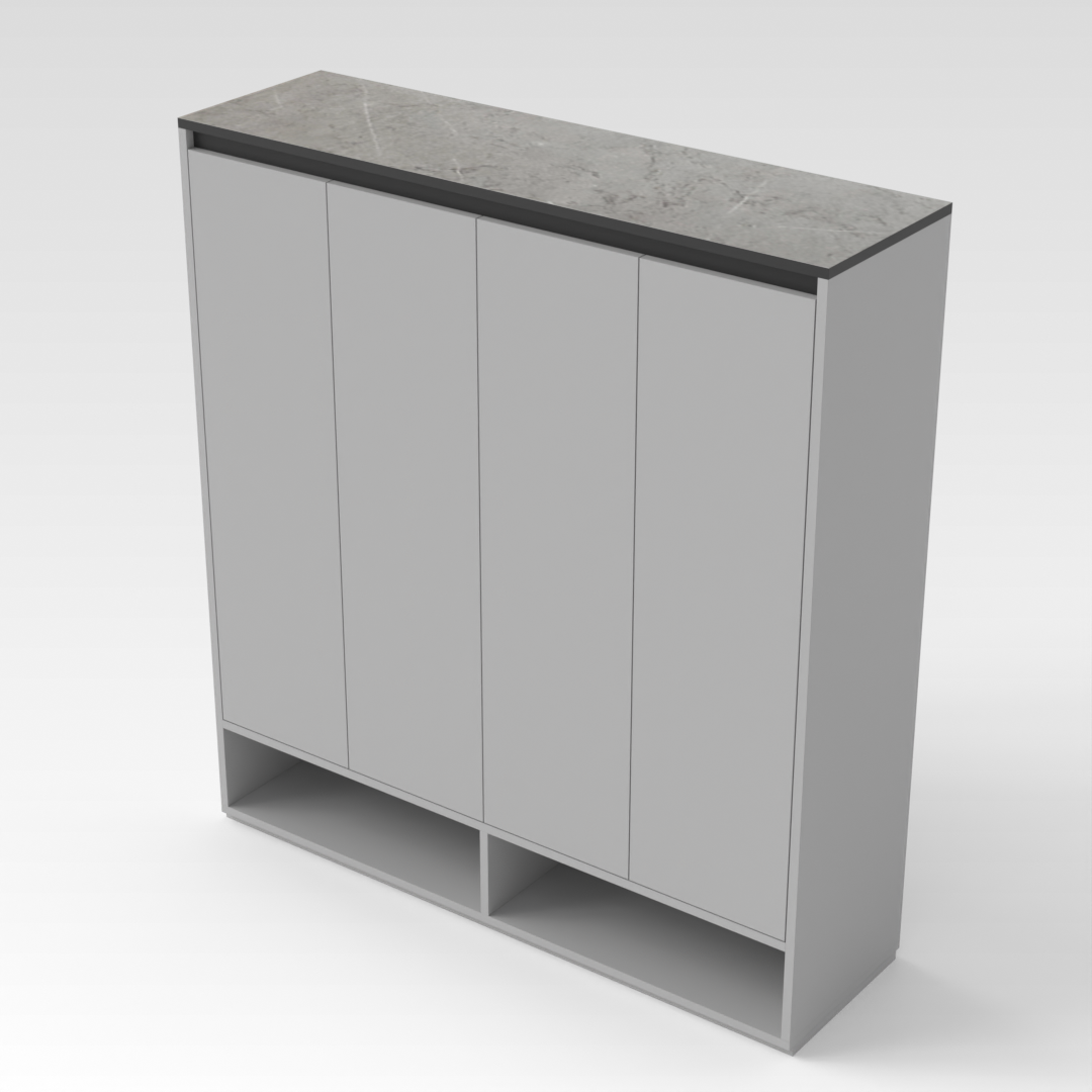 Light Gray & Brown Stone Grain Shoe Cabinet