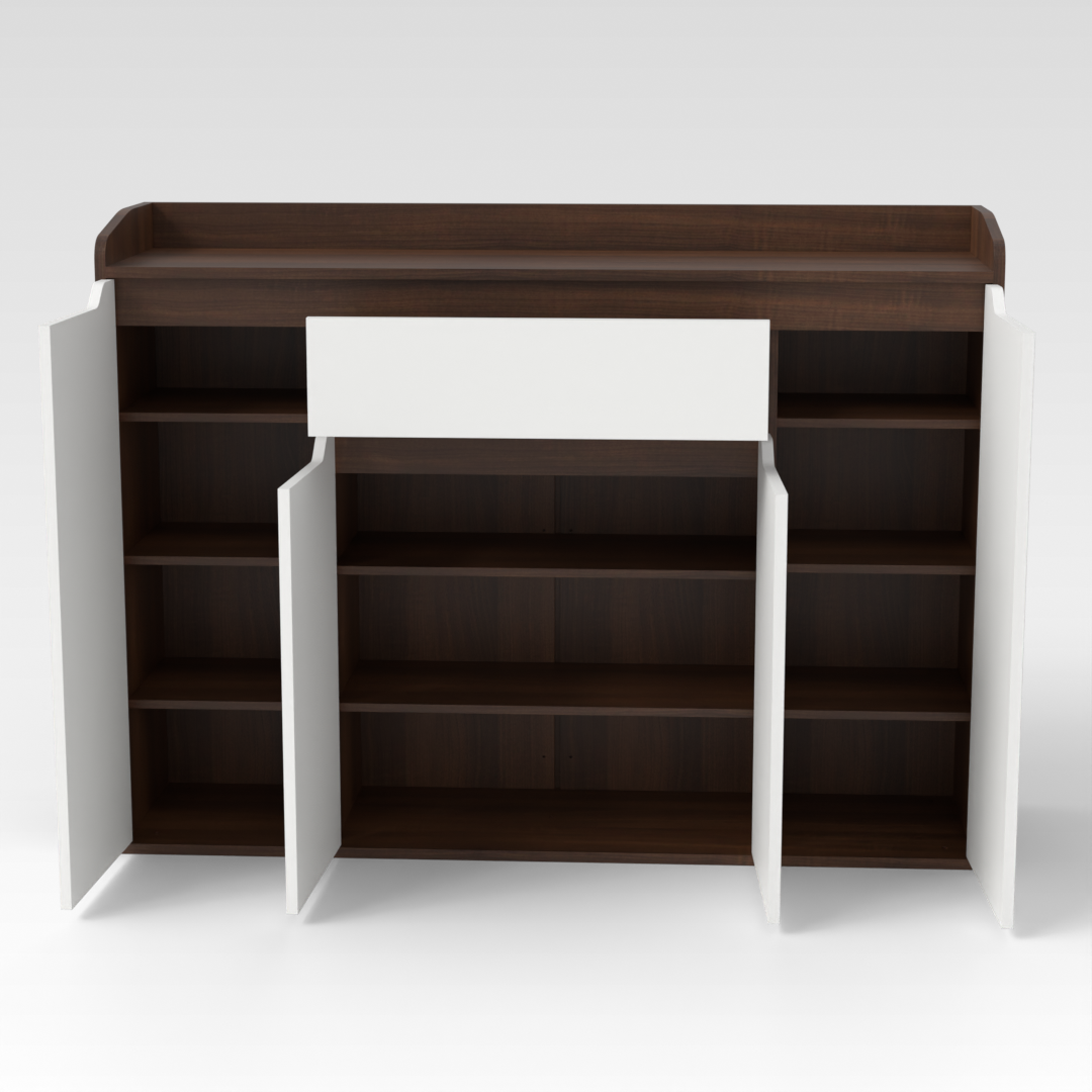 Prairie Oak & Warm White Shoe Cabinet