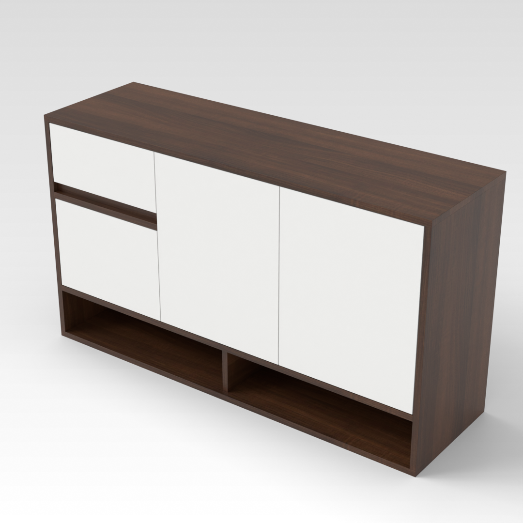 Prairie Oak & Warm White Tier Cabinet