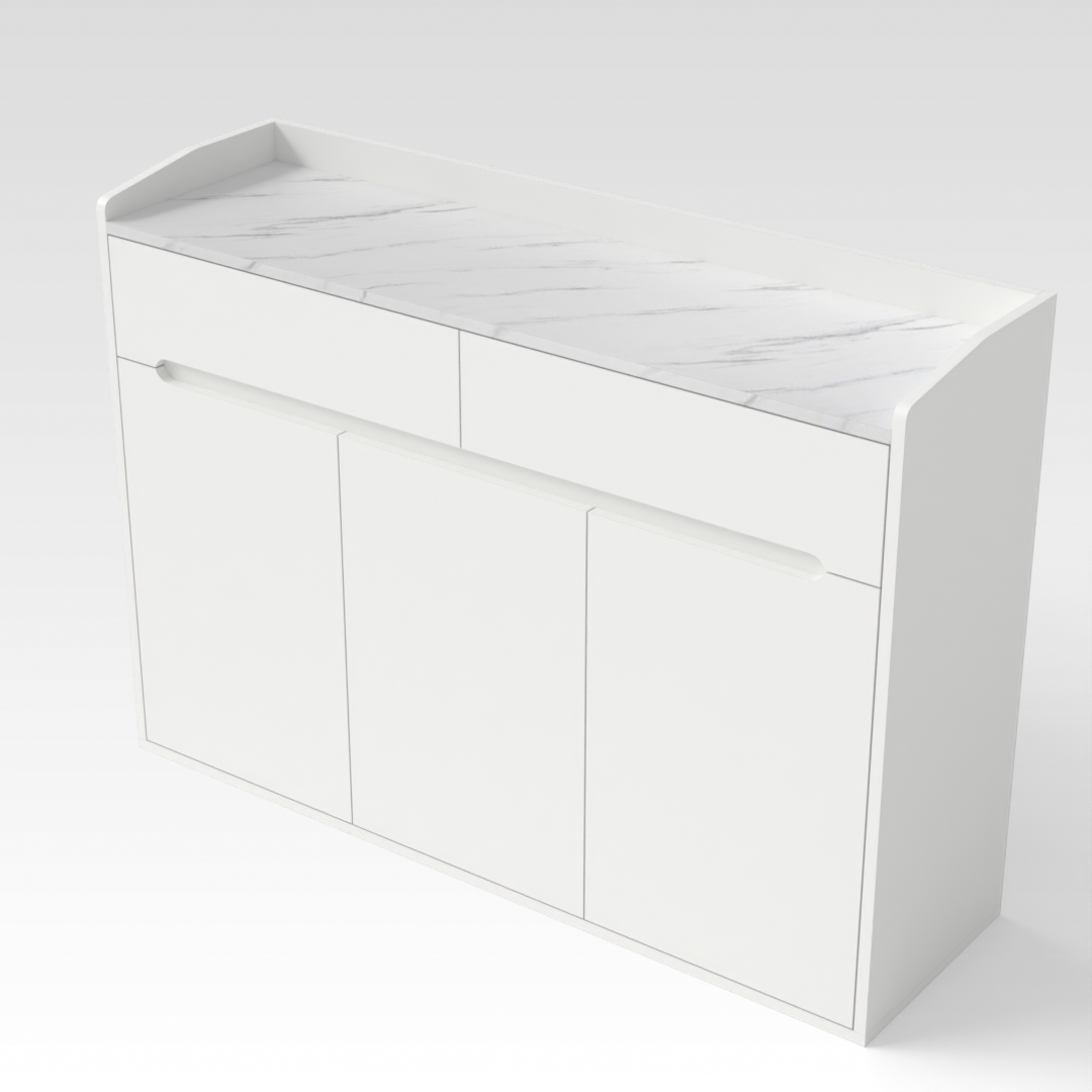 Warm White & White Marble Shoe Cabinet