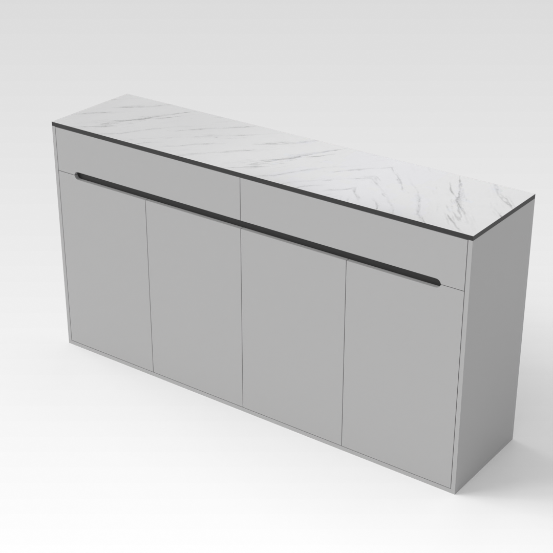 Light Gray & White Marble Shoe Cabinet