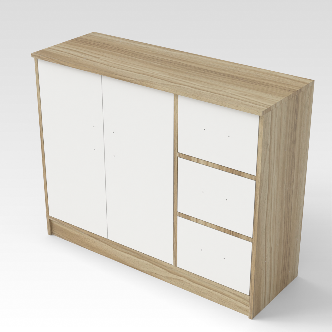 Country Oak & Warm White Dresser