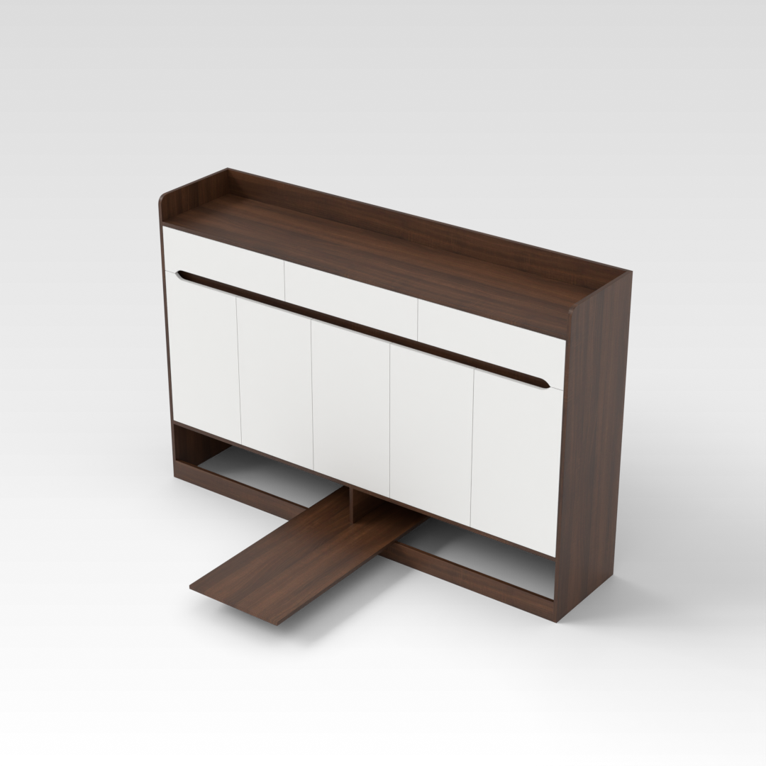 Prairie Oak & Warm White Shoe Cabinet