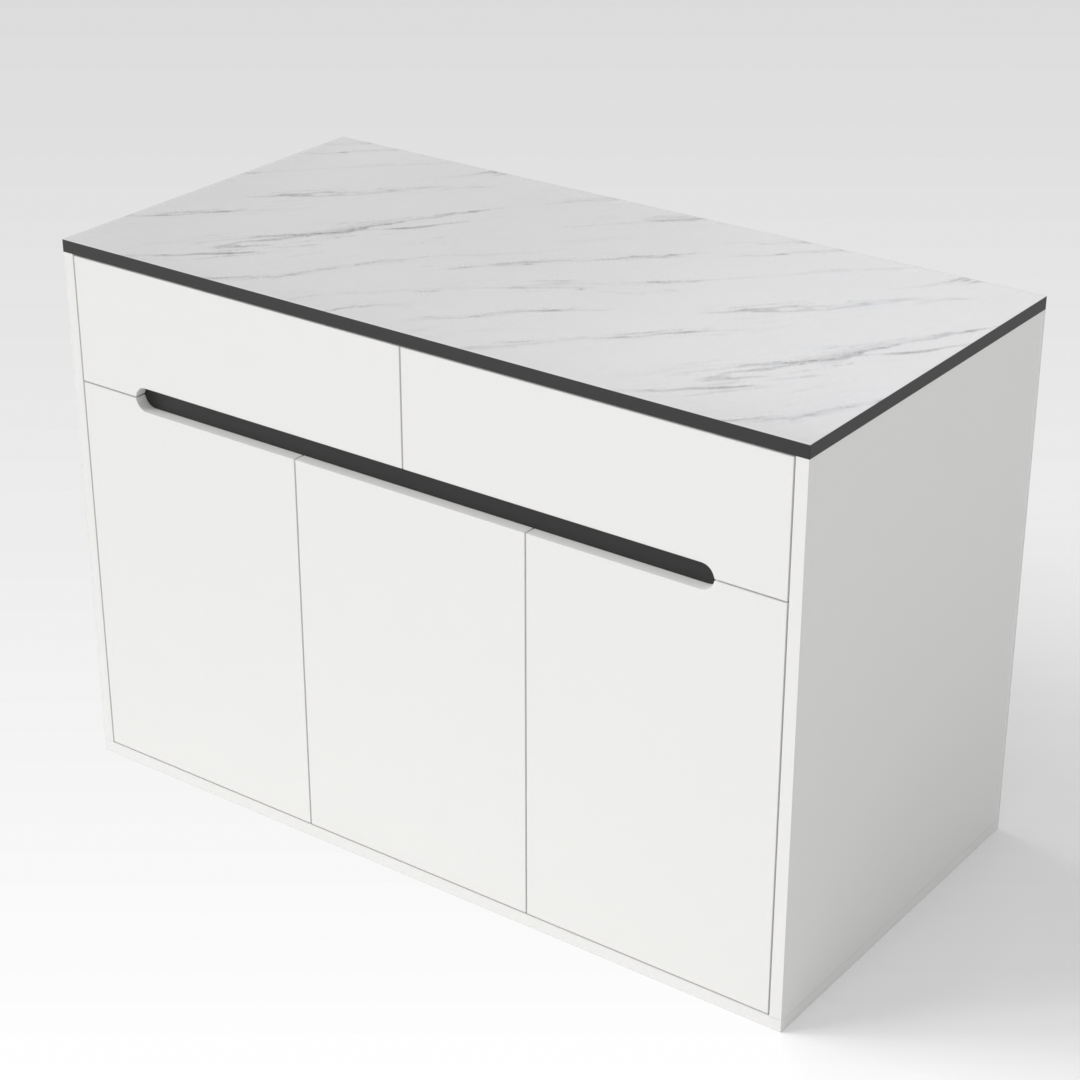 Warm White & White Marble Shoe Cabinet