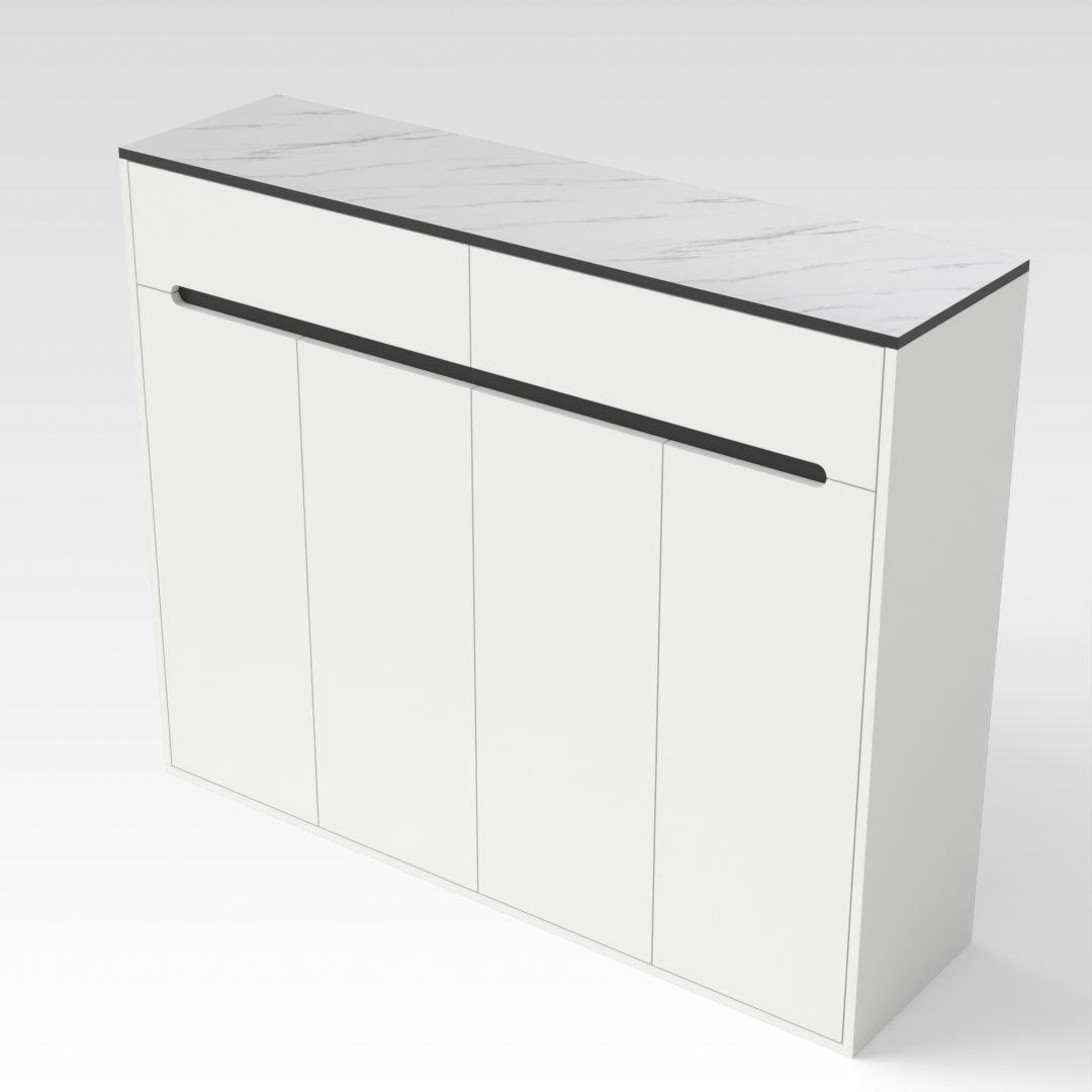 Warm White & White Marble Shoe Cabinet