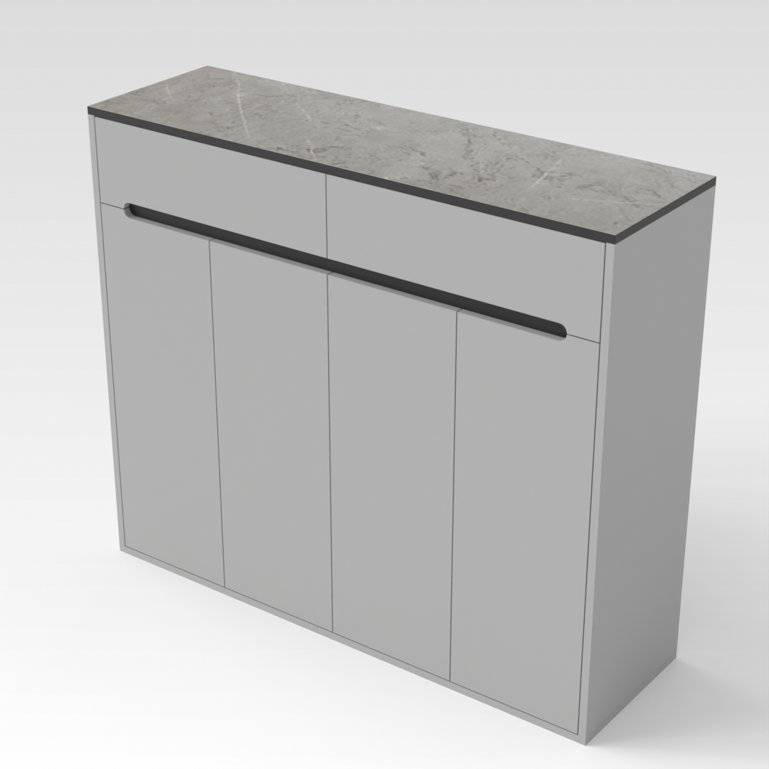 Light Gray & Brown Stone Grain Shoe Cabinet