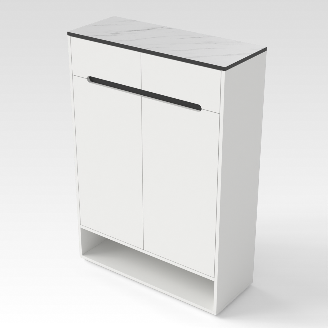 Warm White & White Marble Shoe Cabinet