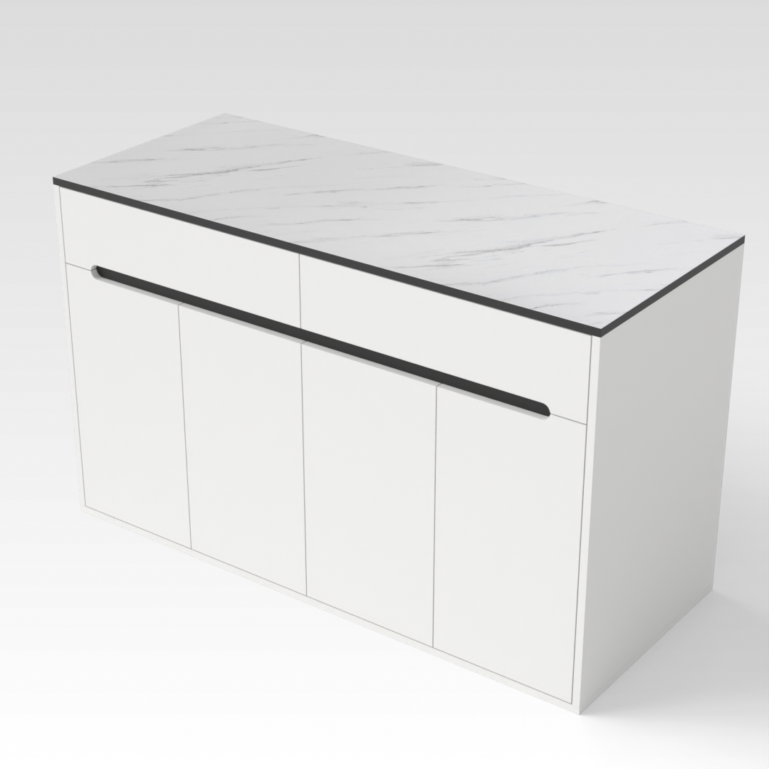 Warm White & White Marble Shoe Cabinet