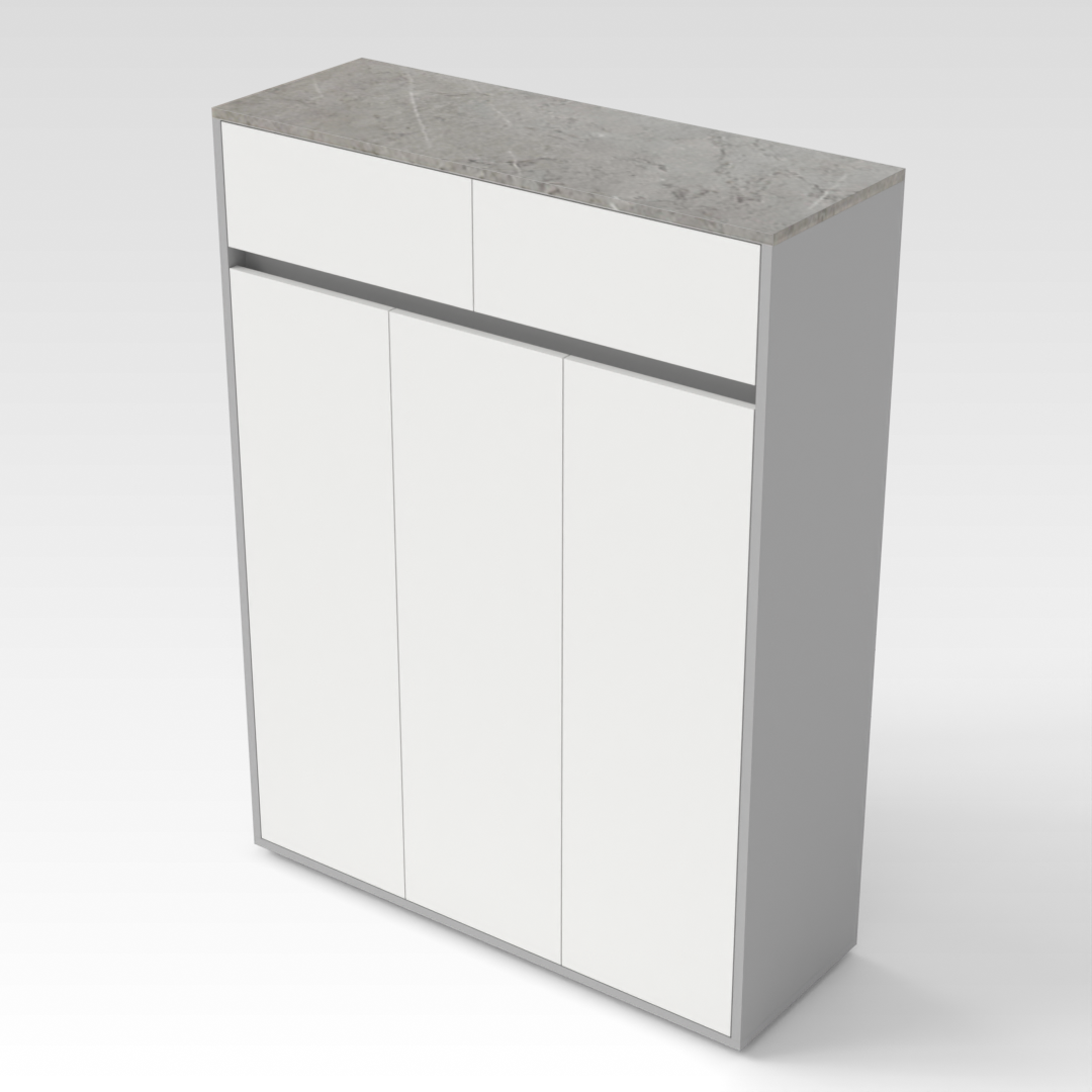 Light Gray & Warm White Shoe Cabinet