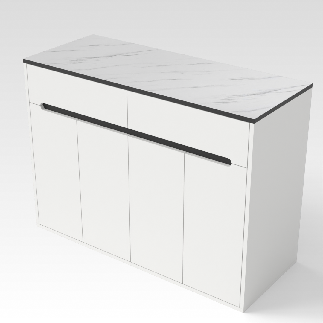 Warm White & White Marble Shoe Cabinet