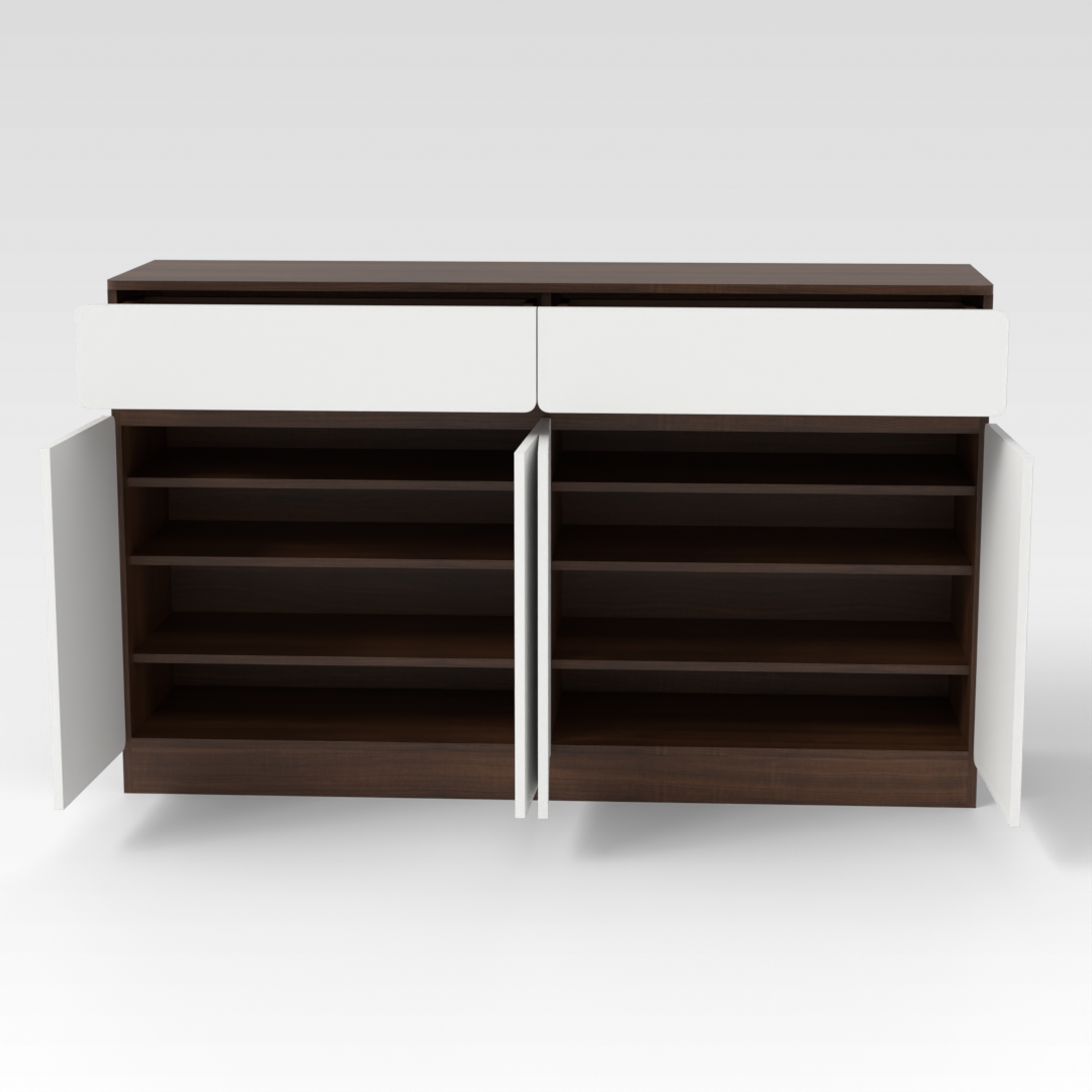 Prairie Oak & Warm White Shoe Cabinet