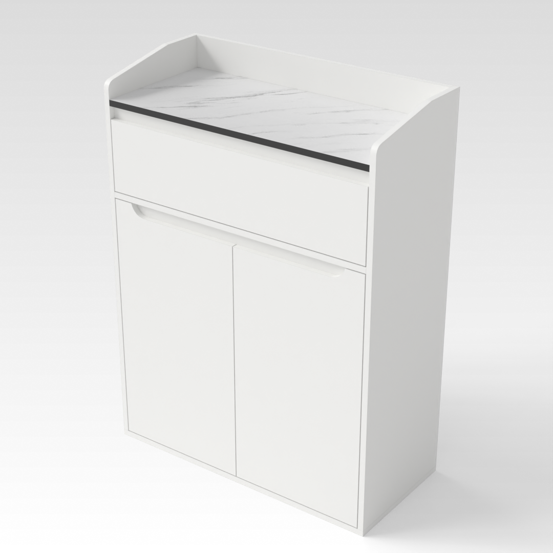 Warm White & White Marble Shoe Cabinet