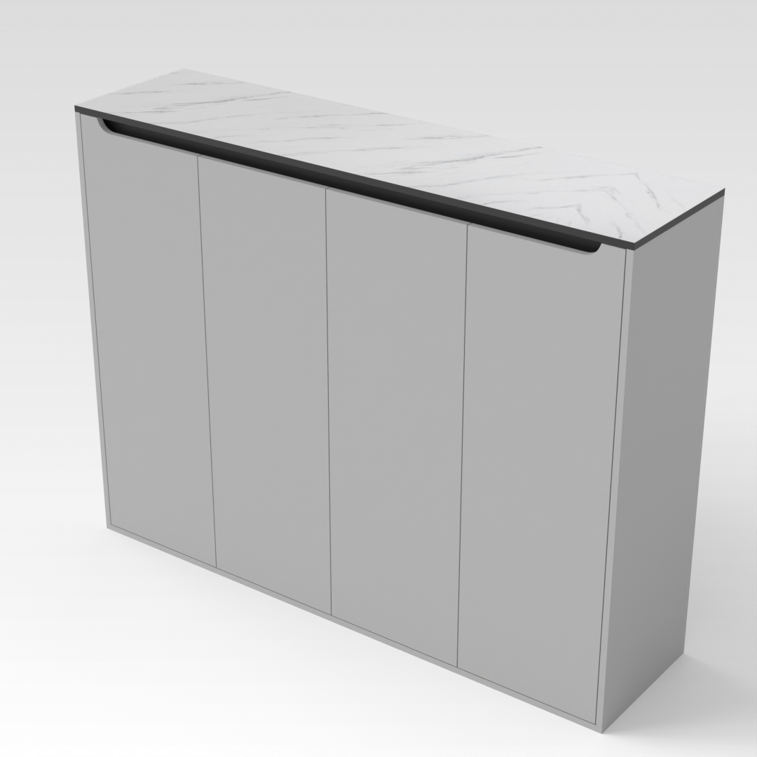 Light Gray & White Marble Shoe Cabinet
