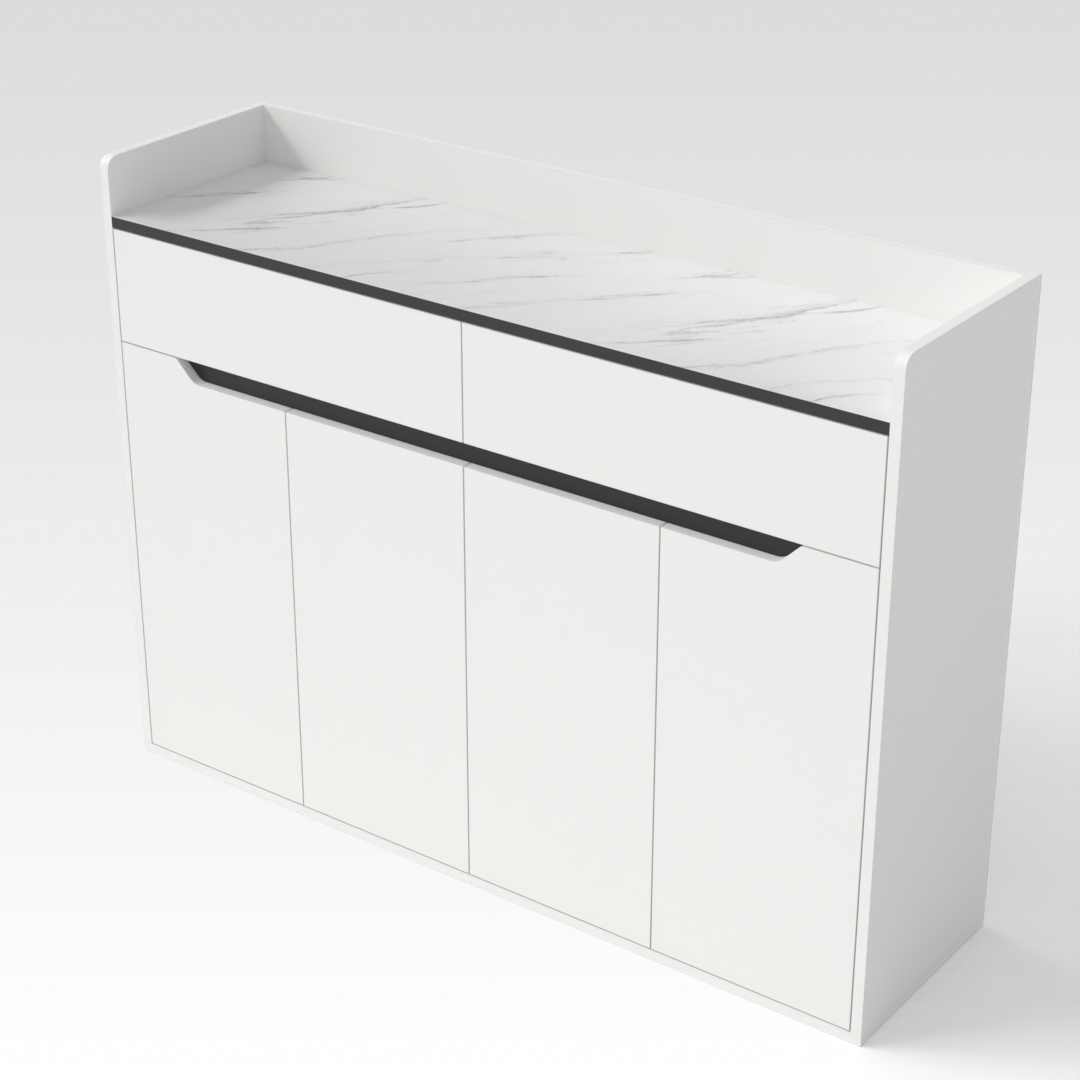 Warm White & White Marble Shoe Cabinet