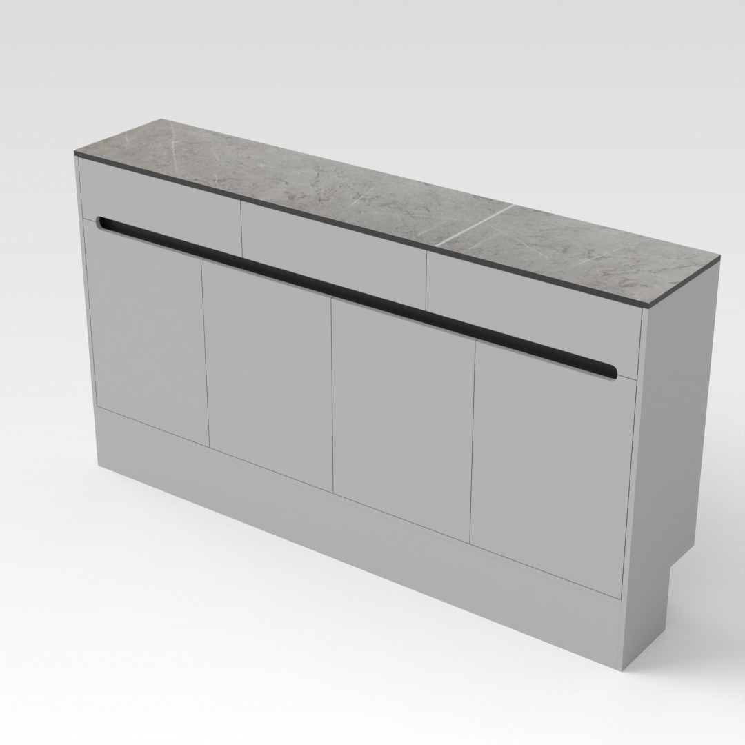Light Gray & Brown Stone-Grain Top Shoe Cabinet