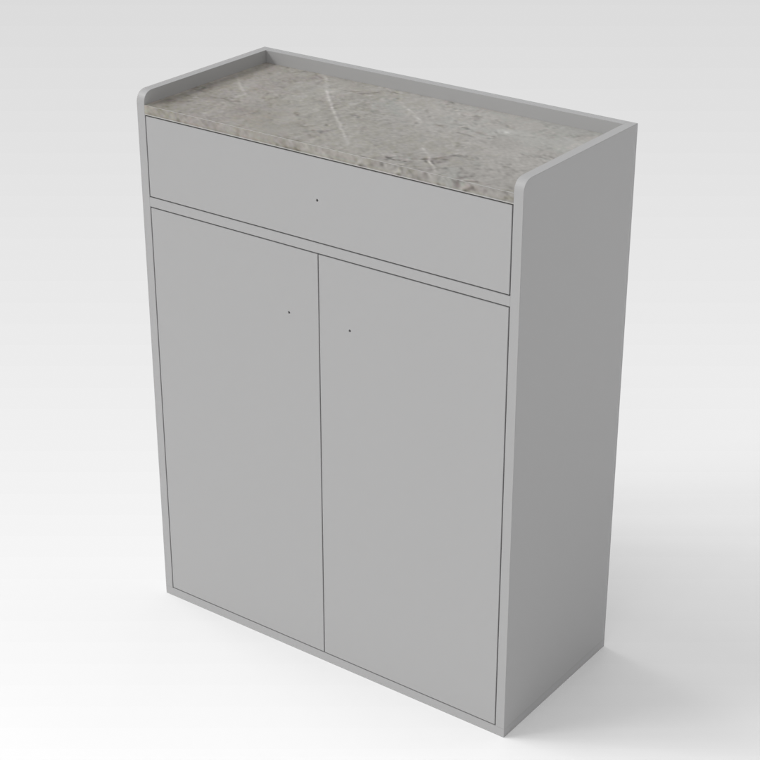 Light Gray & Brown Stone Shoe Cabinet