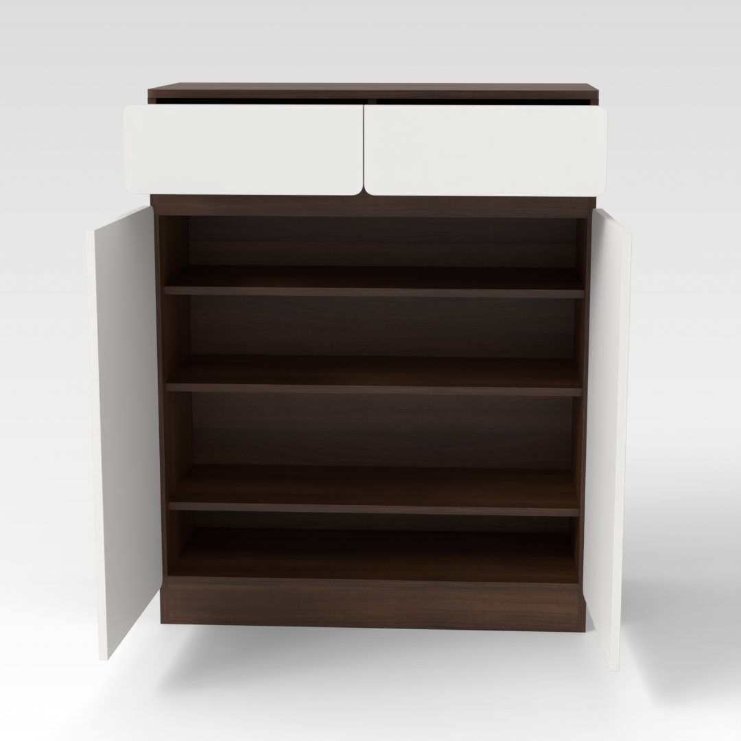 Prairie Oak & Warm White Shoe Cabinet