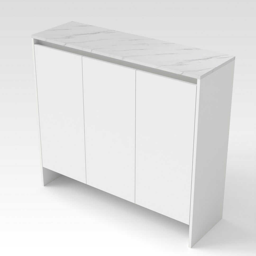 Warm White & White Marble Shoe Cabinet