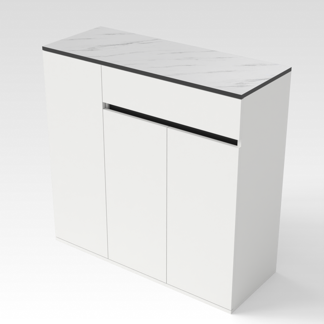 Warm White & White Marble Sideboard