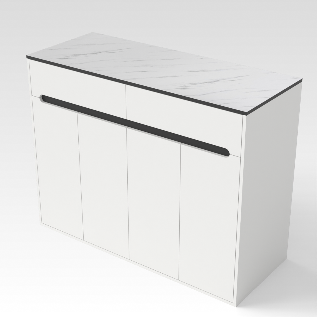 Warm White & White Marble Shoe Cabinet