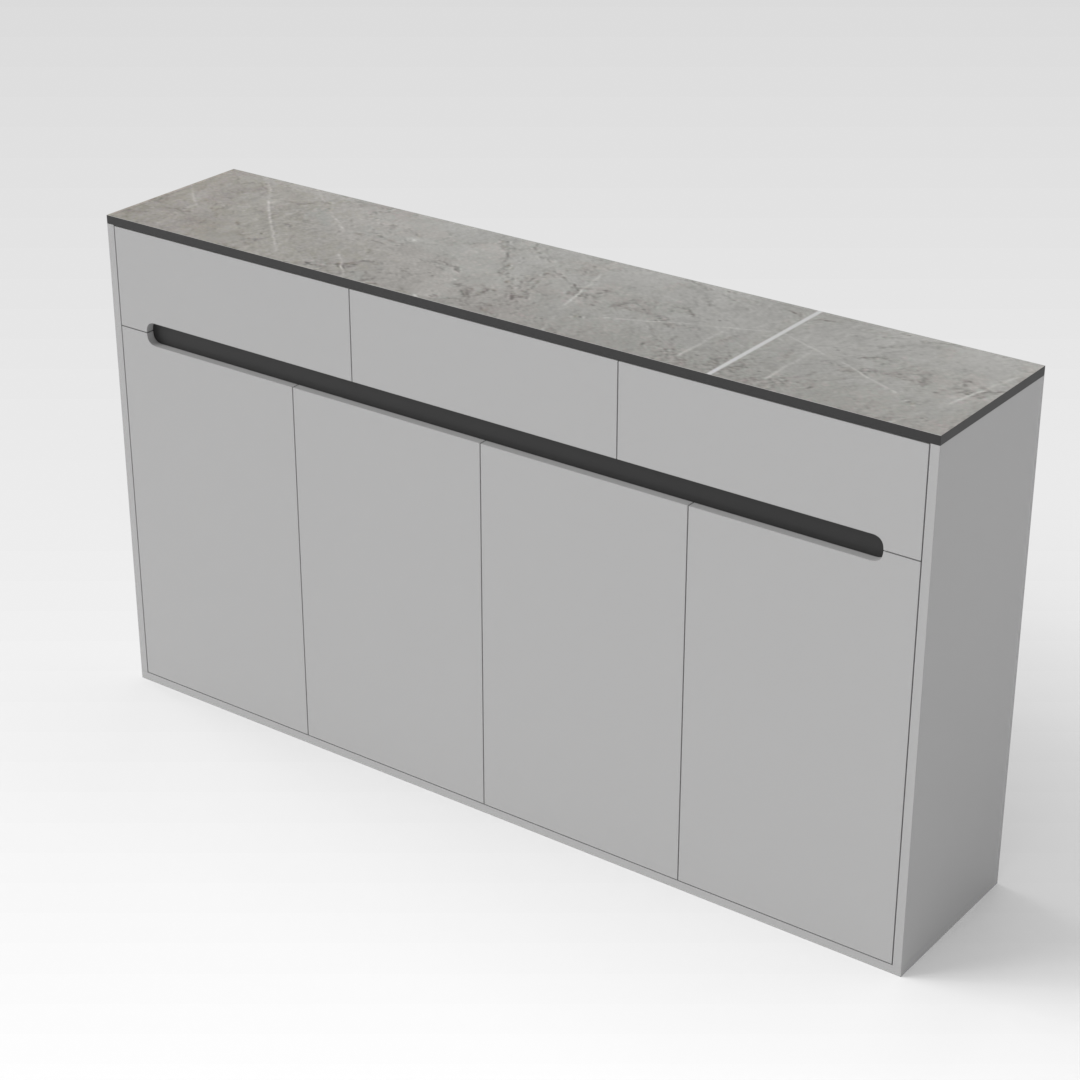 Light Gray & Brown Stone-Grain Top Shoe Cabinet