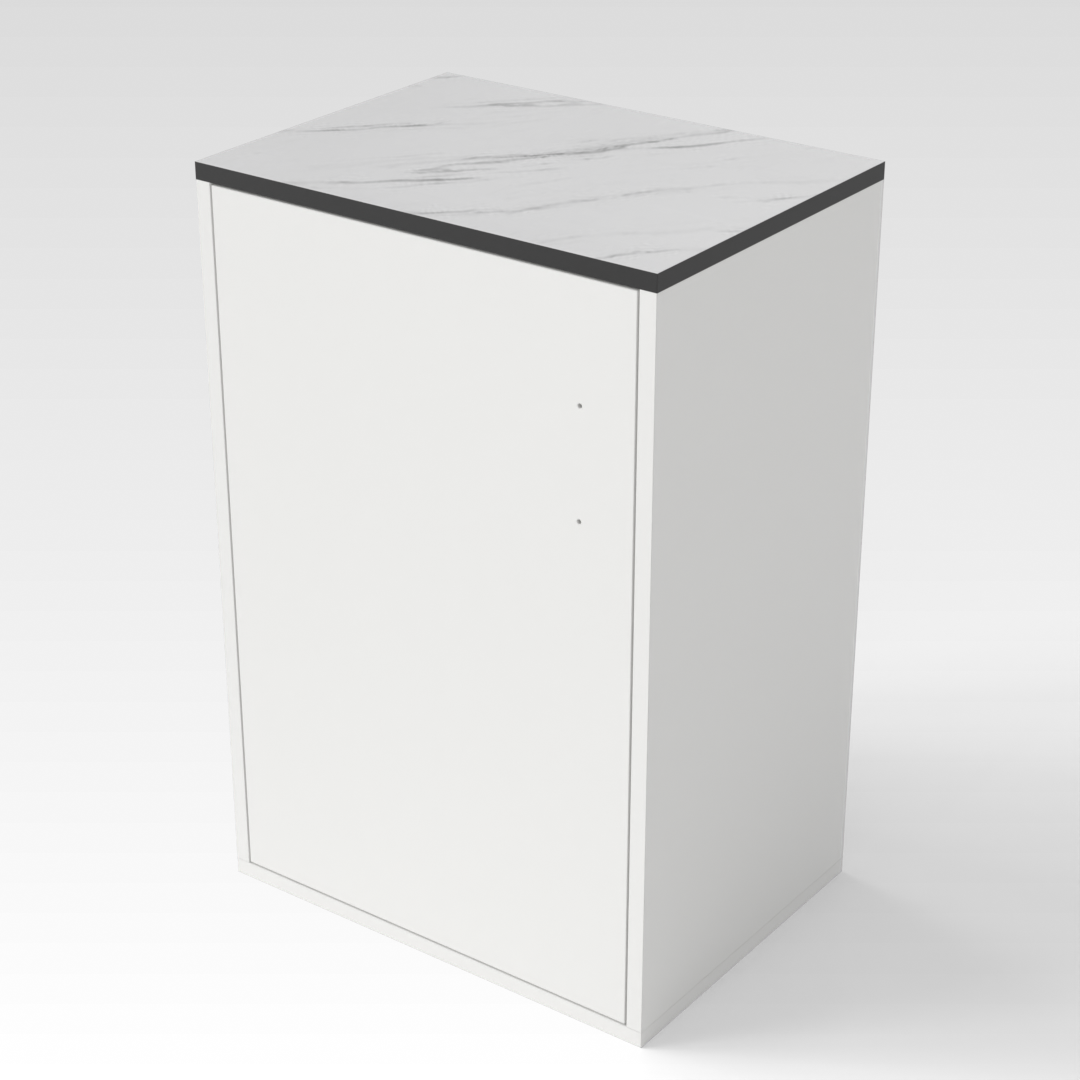 Warm White & White Marble-Grain Top Shoe Cabinet