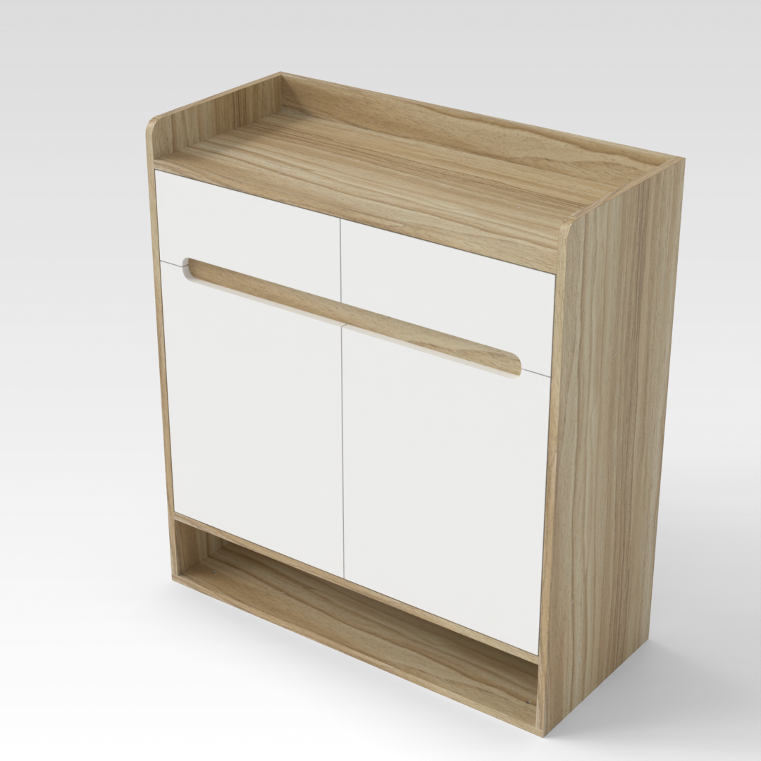 Country Oak & Warm White Shoe Cabinet
