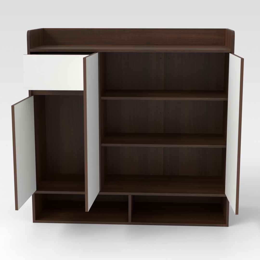 Prairie Oak & Warm White Shoe Cabinet