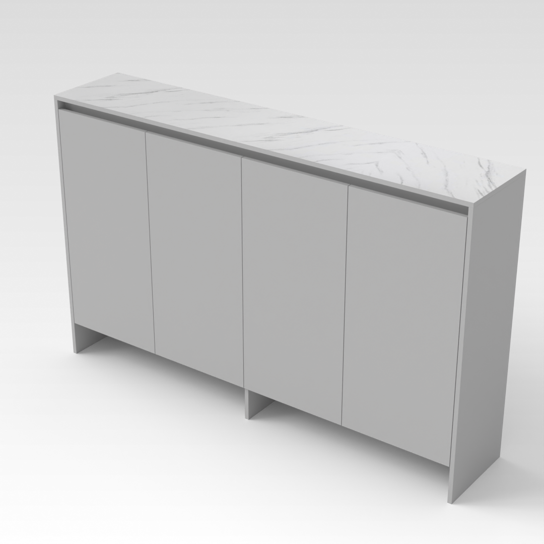 Light Gray & White Marble Shoe Cabinet