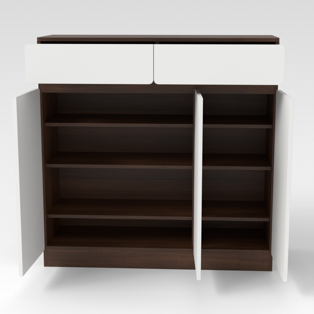 Prairie Oak & Warm White Shoe Cabinet