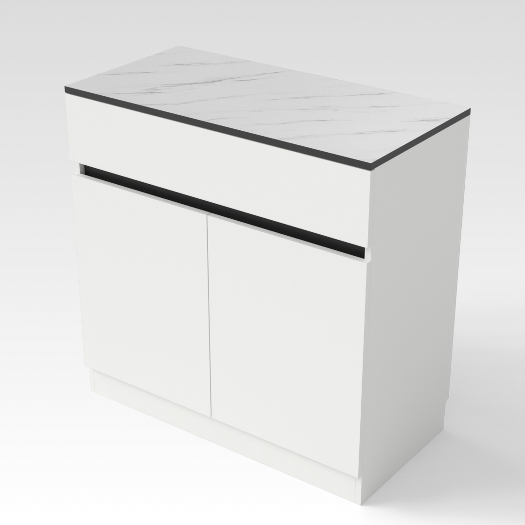 Warm White & White Marble Sideboard