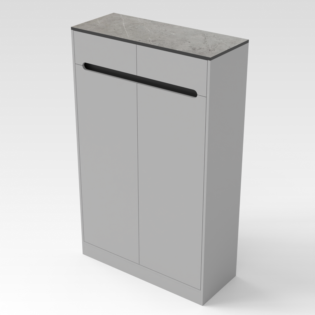 Light Gray & Brown Stone-Grain Top Shoe Cabinet