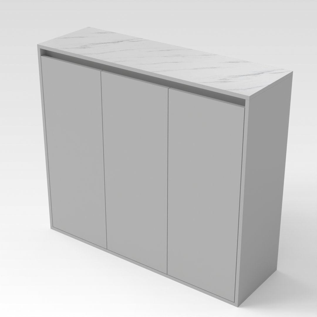 Light Gray & White Marble Shoe Cabinet