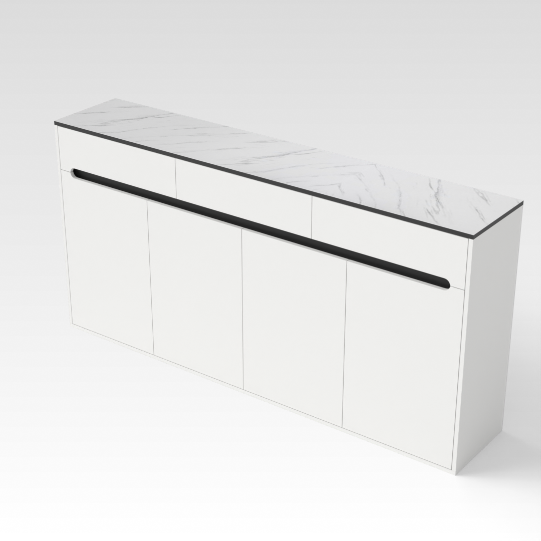 Warm White & White Marble Shoe Cabinet