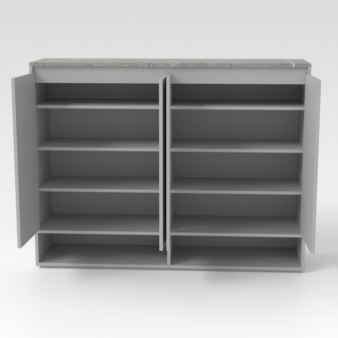 Light Gray & Brown Stone-Grain Top Shoe Cabinet