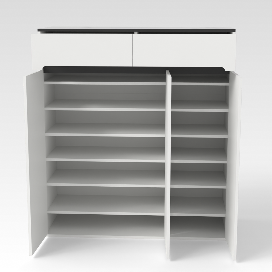 Warm White & White Marble Shoe Cabinet