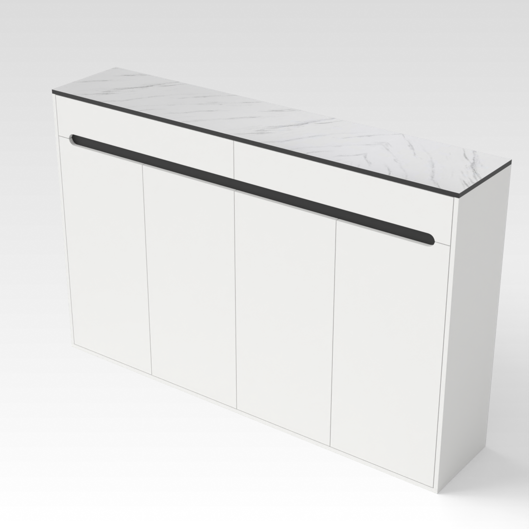 Warm White & White Marble Shoe Cabinet