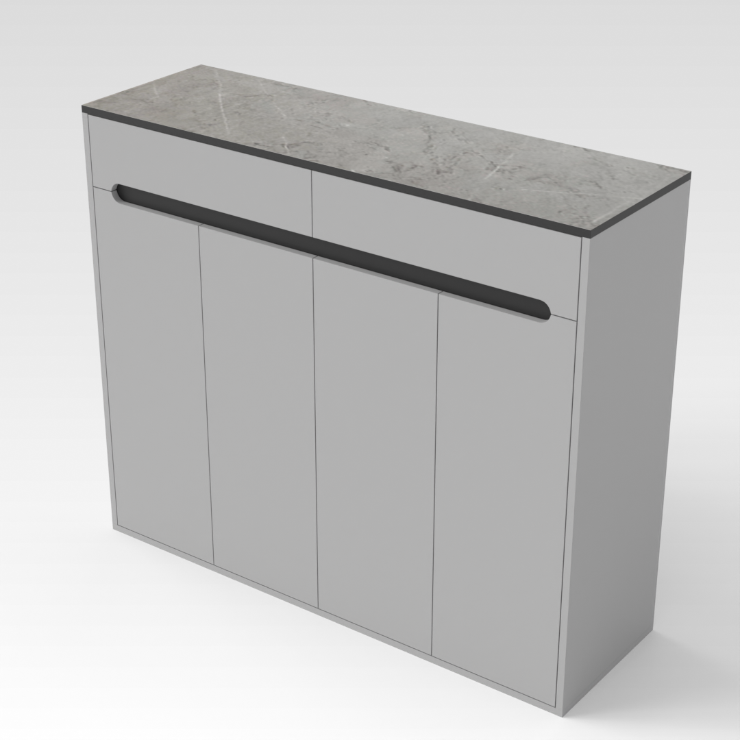 Light Gray & Brown Stone Grain Shoe Cabinet