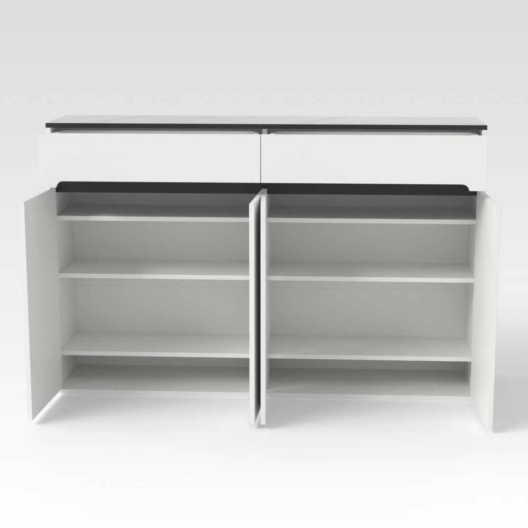 Warm White & White Marble Shoe Cabinet