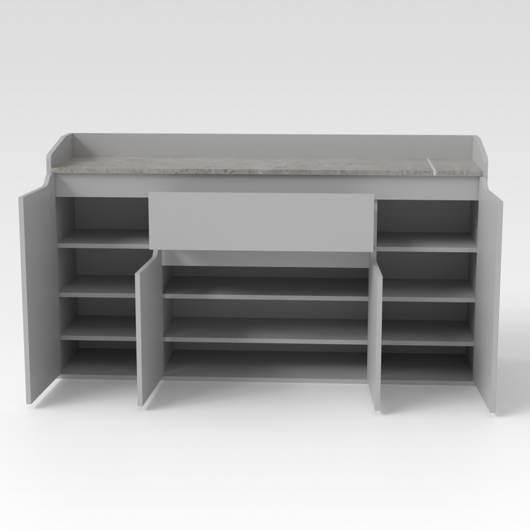 Light Gray & Brown Stone Shoe Cabinet