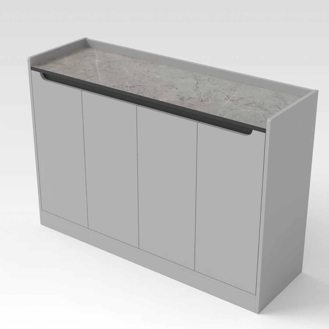 Light Gray & Brown Stone-Grain Top Shoe Cabinet