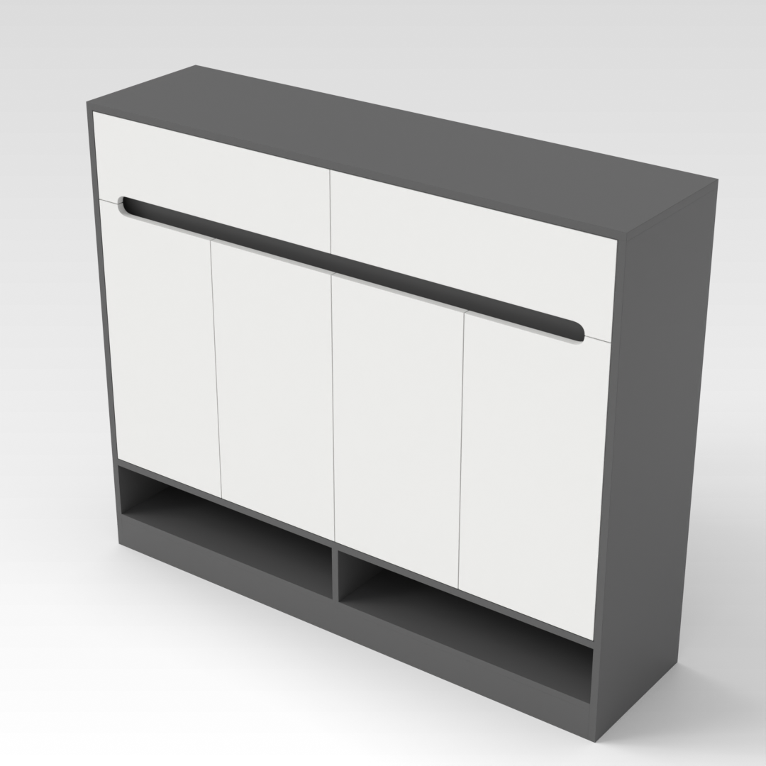 Sky Gray & Warm White Shoe Cabinet