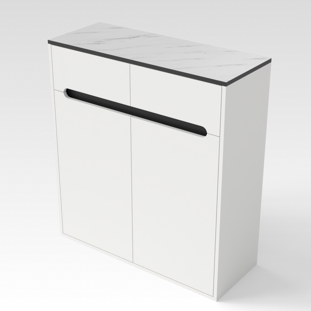 Warm White & White Marble Shoe Cabinet
